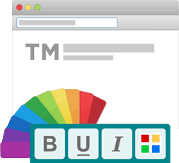 Showing a browser with different color and formatting options