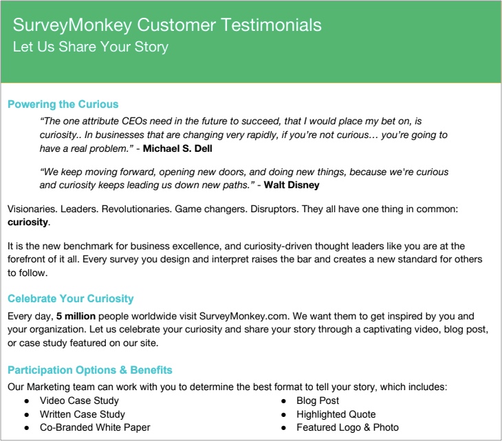 SurveyMonkey customer testimonials