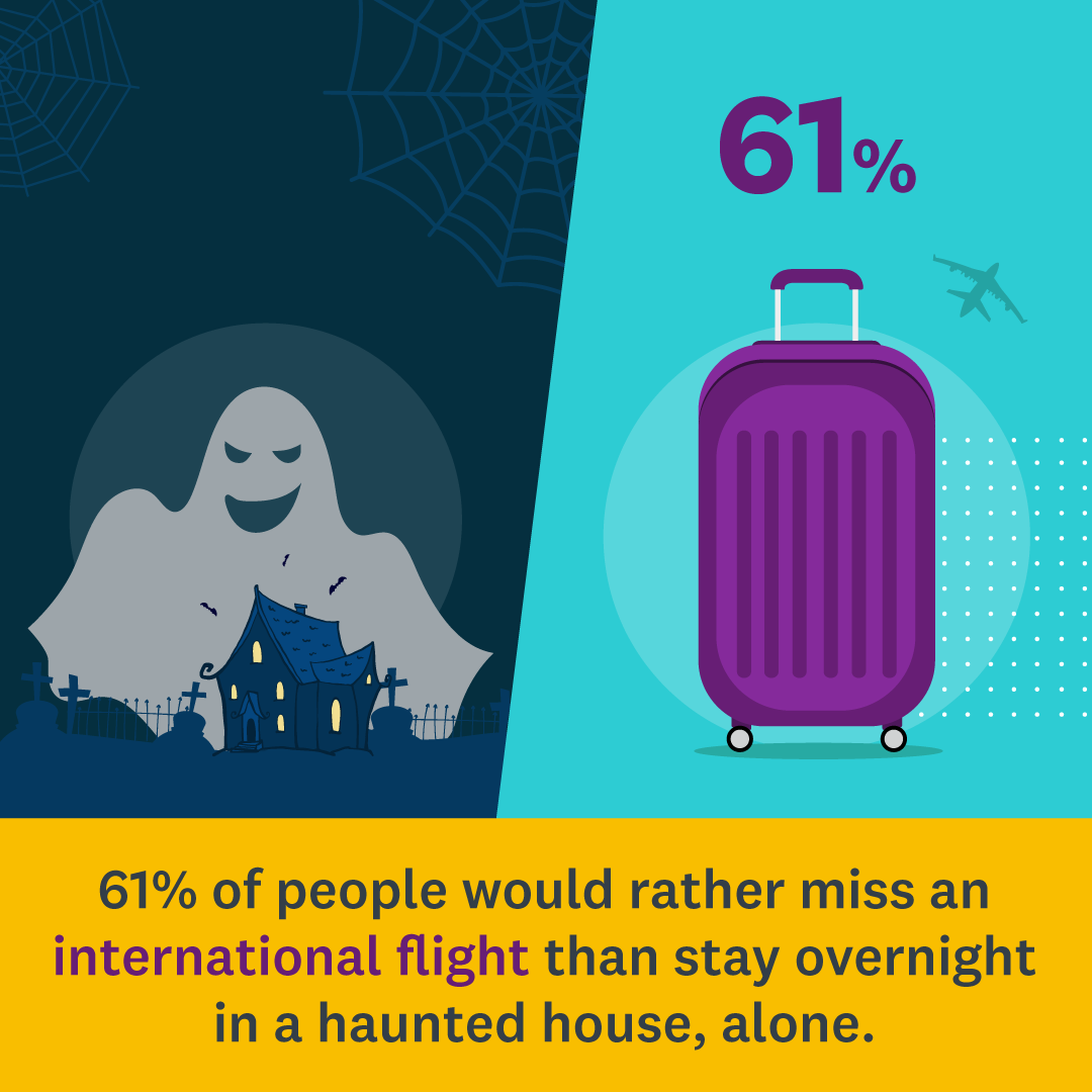 haunted house and suitcase