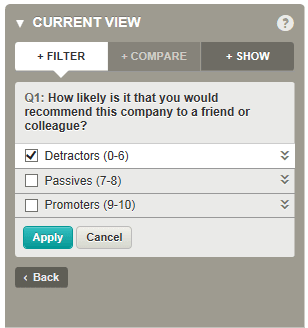 NPS question filter