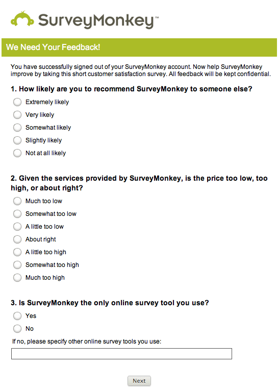 SurveyMonkey customer satisfaction survey