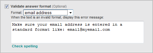 Customized error message