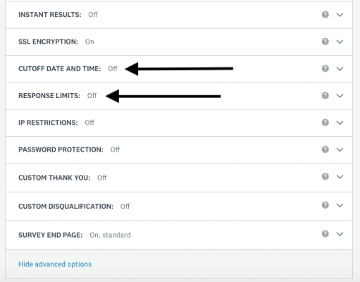 cut-off date and response limits