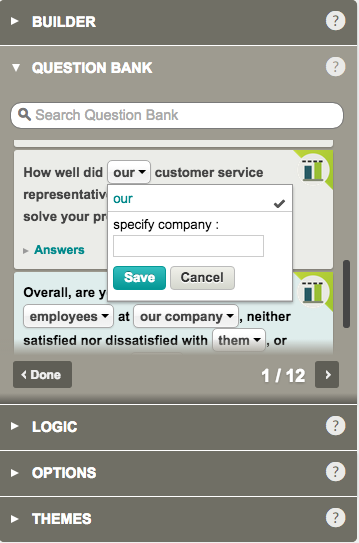 Customizable Question Bank question