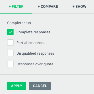 complete responses filter