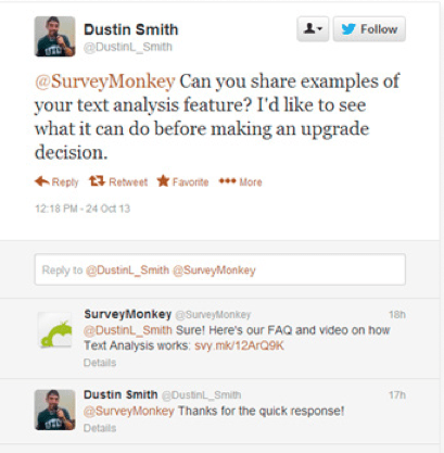 SurveyMonkey customer service on Twitter