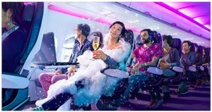 Happy passengers on Virgin America